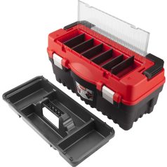   Extol Szerszámosláda – műanyag, 547×271×278 mm, fémcsatos, tálcával, lakatolható